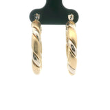 14k Yellow and White Gold 6.8g Two Tone Twisted Hoop Earrings Italy