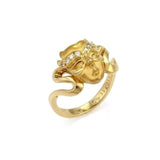 Carrera y Carrera 18k Yellow Gold and Diamond Woman's Masked Face Ring Size 6