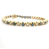 14k Yellow Gold 1.4cttw Diamond and Sapphire Vintage Tennis Bracelet 6.75"