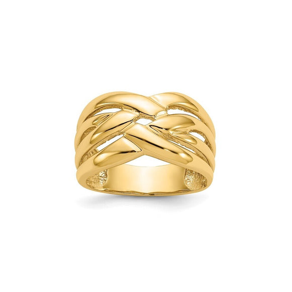 Brand New High Polished Woven Dome Ring in 14k Yellow Gold Size 7