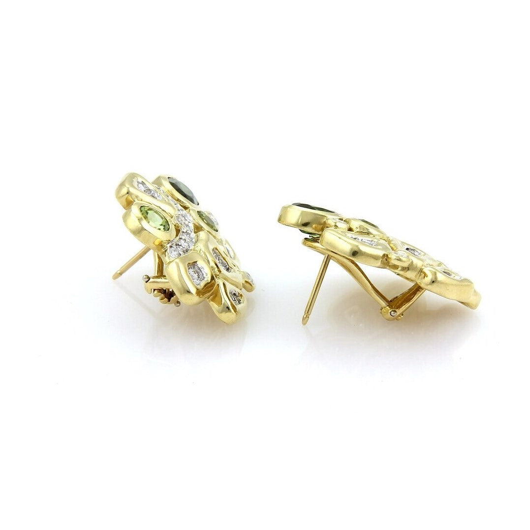 Seidengang 18k Yellow Gold Diamonds Green Tourmaline & Peridot Earrings