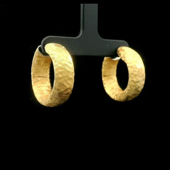 Nicolis Cola 18k Yellow Gold 15.7g Solid Hammered Hoop Earrings Italy