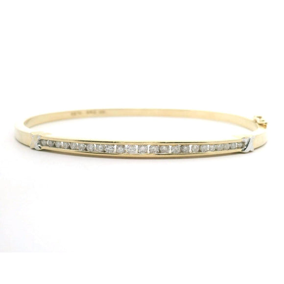 14k Yellow Gold 11.3g Ladies Vintage 0.50cttw Diamond Bangle Bracelet 6.5