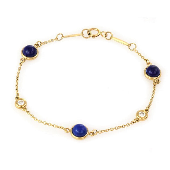 Tiffany & Co. Peretti Diamond by The Yard Lapis 18k Yellow Gold Bracelet 6