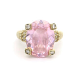 Judith Ripka 14k Yellow Gold Pink Quartz and Diamond Ring Size 8.5