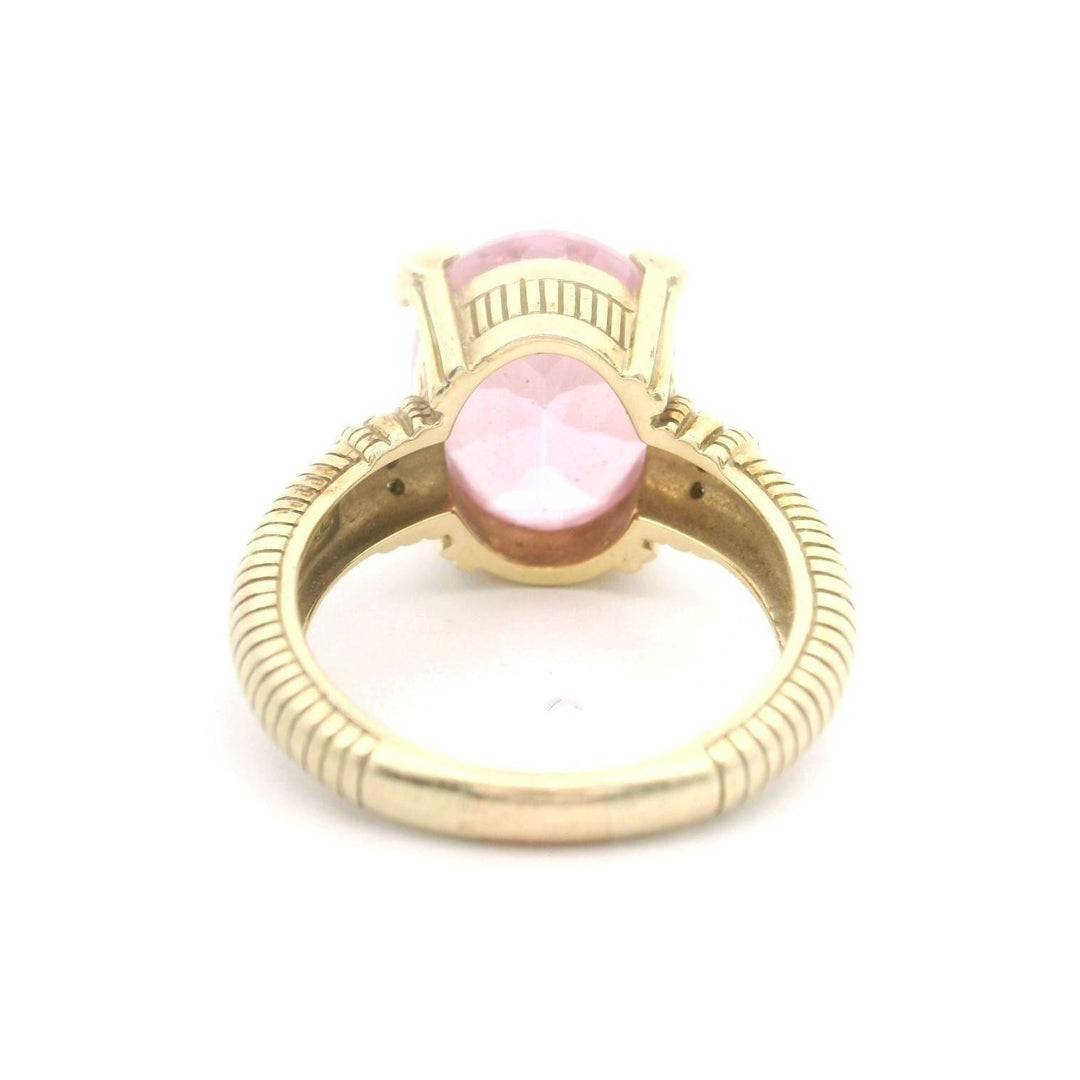 Judith Ripka 14k Yellow Gold Pink Quartz and Diamond Ring Size 8.5