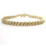 14k Yellow Gold and 1.5cttw Vintage Diamond S Link Tennis Bracelet 7"