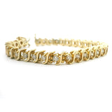 14k Yellow Gold and 3cttw Natural Diamond S Link Tennis Bracelet 7"