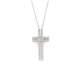 Cartier 18k White Gold and Diamond Cross Pendant Necklace with Paper 17"