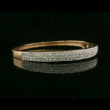 14k Yellow Gold and 1cttw Pave Diamond Vintage Bangle Bracelet 6.25"