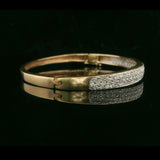 14k Yellow Gold and 1cttw Pave Diamond Vintage Bangle Bracelet 6.25"
