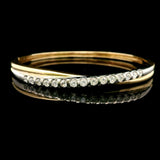 14k Yellow and White Gold 23.6g Heavy 1cttw Diamond Crossover Bangle 7"