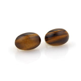 Roberto Coin Tiger's Eye and Diamonds 18k Yellow Gold Oval Earrings Italy