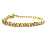 14k Yellow Gold and 1.5cttw Vintage Diamond S Link Tennis Bracelet 7"