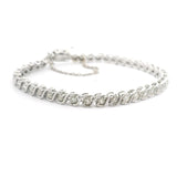 14k White Gold and 1cttw Vintage Diamond S Link Tennis Bracelet 7"