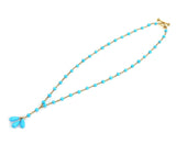 Tiffany & Co. 18k Yellow Gold and Turquoise Teardrop Beaded Necklace 16"