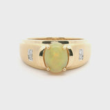 Cirari 14k Yellow Gold Opal and Diamonds Men's Ring Size 11