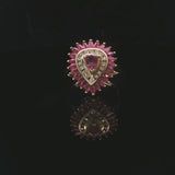 14k Yellow Gold Pink Sapphire and Diamond Halo Ring Size 7