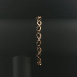 14k Yellow Gold Sapphire and 1cttw Diamond Fancy Heart Link Bracelet 7"