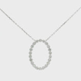 Brand New 14k White Gold and 0.51ct Diamond Oval Pendant Necklace 18"