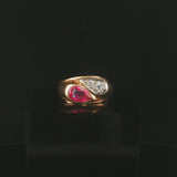 14k Yellow Gold Pink Sapphire and Diamond Bypass Ring Size 7.25