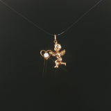 14k Yellow Gold 0.10ct Diamond Vintage Cupid Charm Pendant