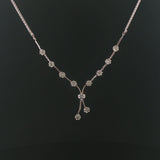 14k White Gold and 1cttw Diamond Wheat Link Floral Drop Necklace 18"