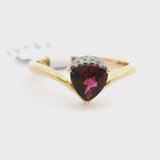 Brand New Rhodolite and Diamond Ring in 14k Yellow Gold Size 7