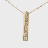 18k Rose Gold and 0.85ct Diamond Bar Pendant Necklace 20"