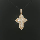 14k Yellow Gold and 2.50cttw Diamond Cross Pendant 2"