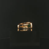 14k Yellow Gold and Emerald Men's Solid Squared Ring Size 9