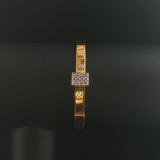 18k Yellow and White Gold Diamond Box Vintage Bangle Bracelet 6.5"