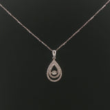 14k White Gold and 0.50cttw Diamond Floating Pear Shape Pendant Necklace 20"