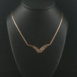 14k Yellow Gold and 0.50cttw Diamond V Pendant UnoAerre Necklace Italy 16.5"