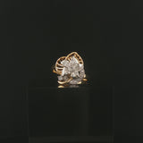 14k Yellow and White Gold 0.05cttw Diamond Fancy Floral Ring Size 9