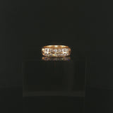 14k Yellow Gold and 0.90cttw Diamond Two Row Band Ring Size 7