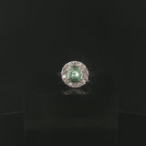 18k White Gold 1.54ct Mint Garnet and 0.50cttw Diamond Halo Ring Size 5.75