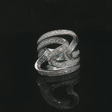 14k White Gold and 1cttw Diamond Large Fancy Swirl Ring Size 6.5