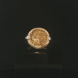 21.6k Yellow Gold Indian Head Coin and 14k Gold and Diamond Ring Size 8.25