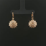 14k Yellow Gold and 0.50cttw Diamond Floral Drop Dangle Earrings 1.2"