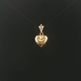 14k Yellow Gold and Flush Set Diamond Satin Finish Heart Pendant