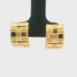 22k Yellow Gold 3.4g Ladies Checkered Huggie Earrings