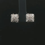 14k White and Yellow Gold 1cttw Diamond Vintage Square Cluster Stud Earrings