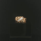 14k Yellow Gold and Diamond Vintage Men's Solid Nugget Ring Size 12.25