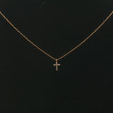 Tiffany & Co. 18k Yellow Gold and Diamond Mini Metro Cross Pendant Necklace 16"