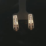 14k Yellow Gold and 1cttw Diamond Solid Hoop Huggie Earrings