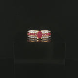 14k Yellow Gold Ruby and Diamond Ladies Band Ring Size 7