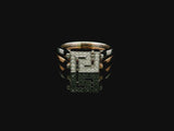 14k White and Rose Gold 5.4g Diamond Greek Key Two Band Ring Size 6.5