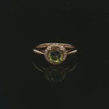 Effy 14k Yellow Gold 1ct Peridot and Diamond Halo Ring Size 7