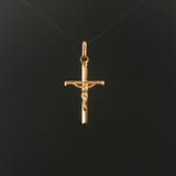 18k Yellow Gold 2.4g Vintage Cross Crucifix Pendant 1.5"